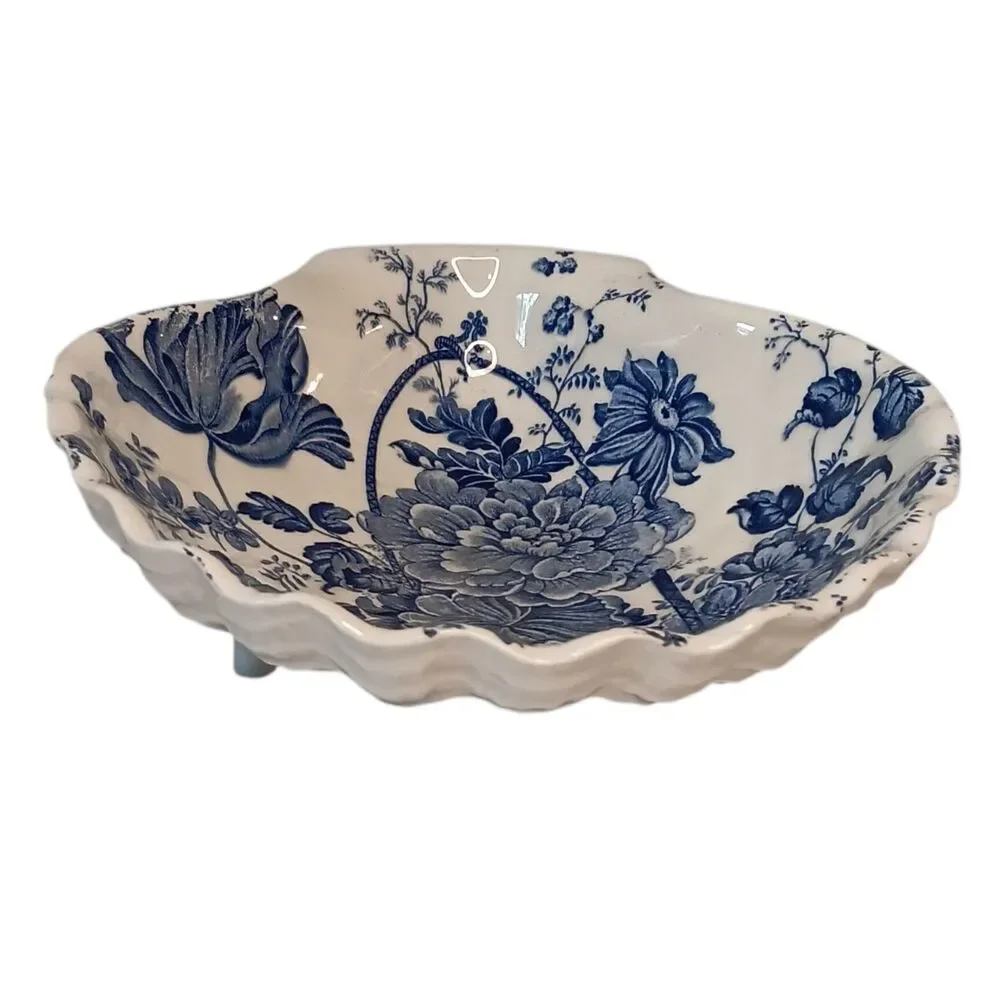 Blue Floral Chinoiserie Shell Shaped Dish Charlotte Royal Crownford Ironstone
